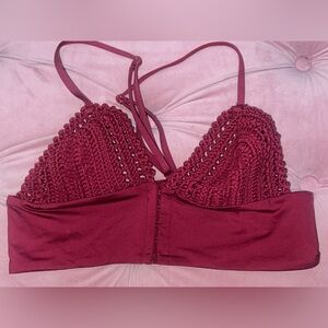 Frankie's Bikinis Ayla Crochet Bikini Top Maroon